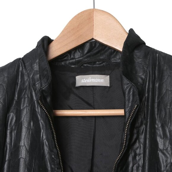 Steilmann Black Quilted Lightweight Jacket Full Zipper Mock Neck Collar - Picture 9 of 9